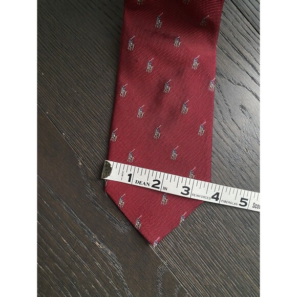 Polo Ralph Lauren Tie Mens RED Hand Made in Italy Silk Polo Player Print - Picture 3 of 7